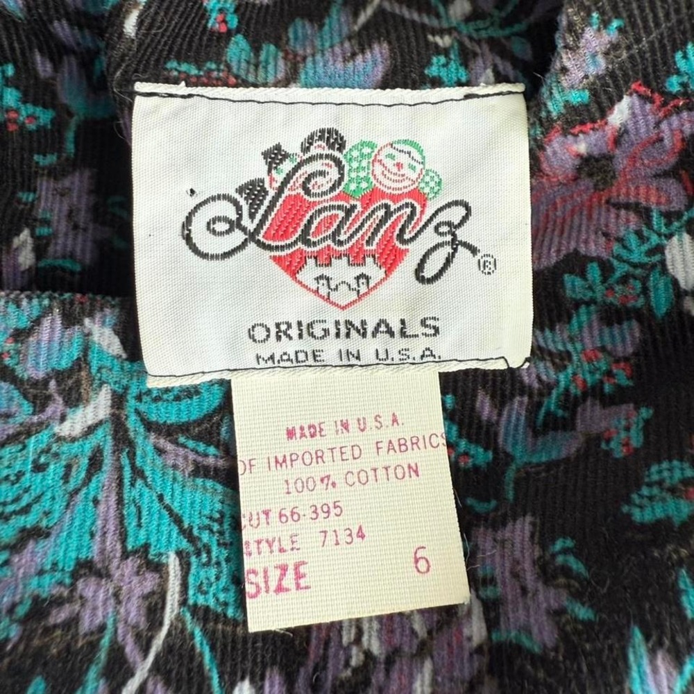Lanz of Salzburg Vintage Floral Corduroy Dress Made USA 70s 80s Womens 6 - Picture 4 of 7